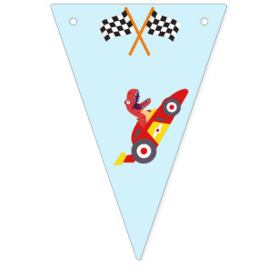 Funny Dinosaur racing car boy kids Birthday party Bunting