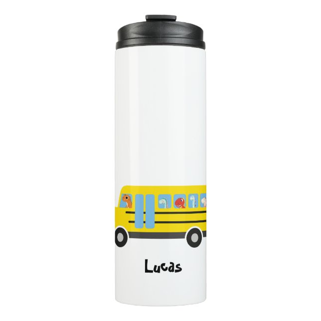 Funny dinosaur Ready Back To School Bus boys kids  Thermal Tumbler (Front)
