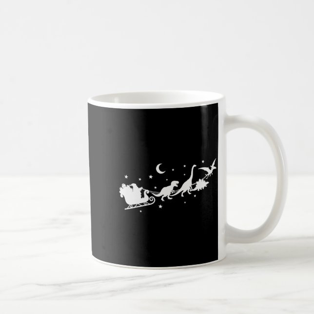 Funny Dinosaur Santa Sleigh Xmas Pyjamas For Famil Coffee Mug (Right)