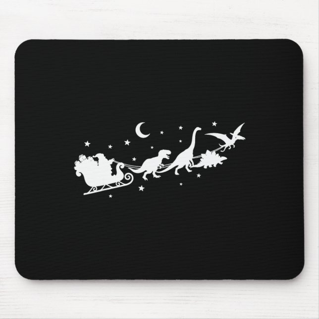 Funny Dinosaur Santa Sleigh Xmas Pyjamas For Famil Mouse Mat (Front)