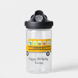Funny dinosaur school Bus Birthday party DIY Name Water Bottle