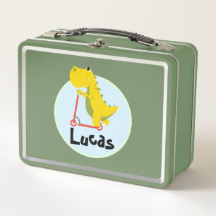 Funny dinosaur Scooter Toy Back To School boy kids Metal Lunch Box