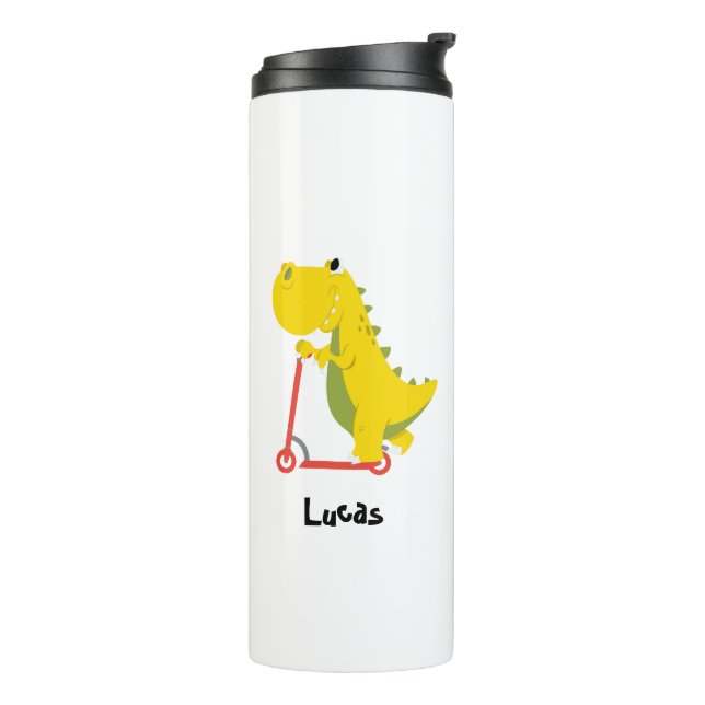 Funny dinosaur Scooter Toy Back To School boy kids Thermal Tumbler (Rotated Left)
