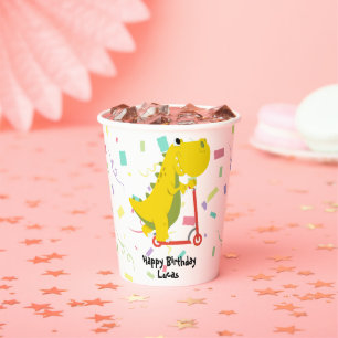 Funny dinosaur Scooter Toy Birthday boy Party Paper Cups