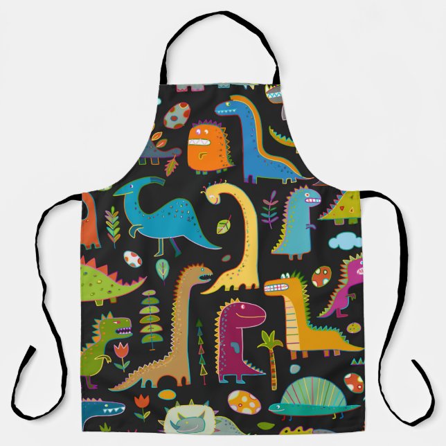 Funny dinosaur seamless pattern apron (Front)