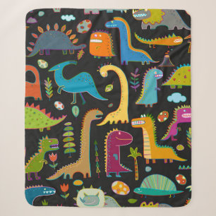 Funny dinosaur seamless pattern sherpa blanket