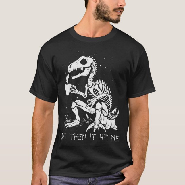 Funny Dinosaur Skeleton Costume Goth Men Women Hal T-Shirt (Front)
