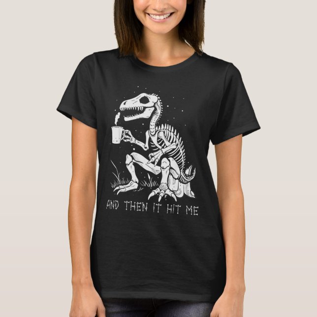 Funny Dinosaur Skeleton Costume Goth Men Women Hal T-Shirt (Front)