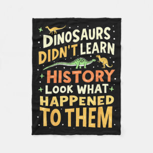 Funny Dinosaur Social Studies Teacher Student Kids Fleece Blanket