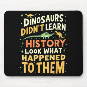 Funny Dinosaur Social Studies Teacher Student Kids Mouse Mat