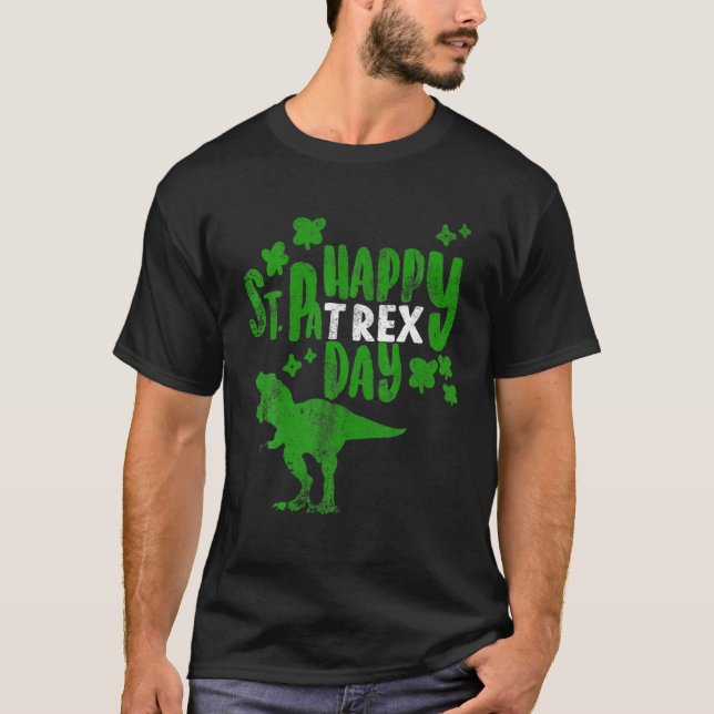 Funny Dinosaur St Patricks Day T Rex Lover Pat Rex T-Shirt (Front)