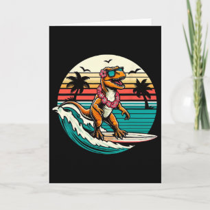 Funny Dinosaur Surfboard Beach Summer Surfing Trex Card