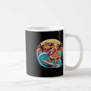 Funny Dinosaur Surfboard Beach Summer Surfing Trex Coffee Mug