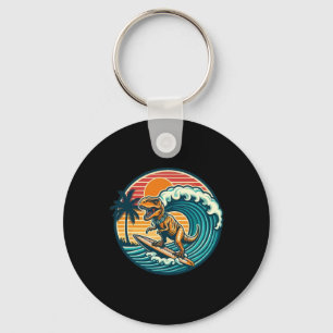 Funny Dinosaur Surfboard Beach Summer Surfing Trex Key Ring