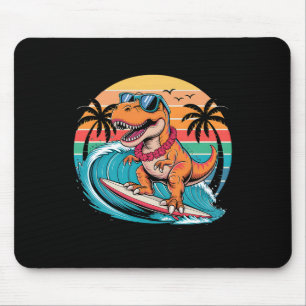 Funny Dinosaur Surfboard Beach Summer Surfing Trex Mouse Mat