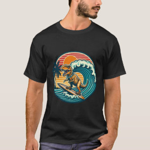 Funny Dinosaur Surfboard Beach Summer Surfing Trex T-Shirt