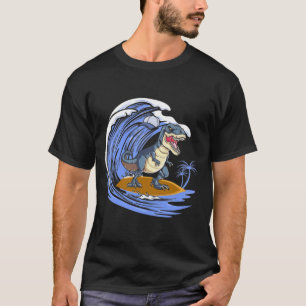 Funny Dinosaur Surfing Gift For Women Men T- T-Shirt