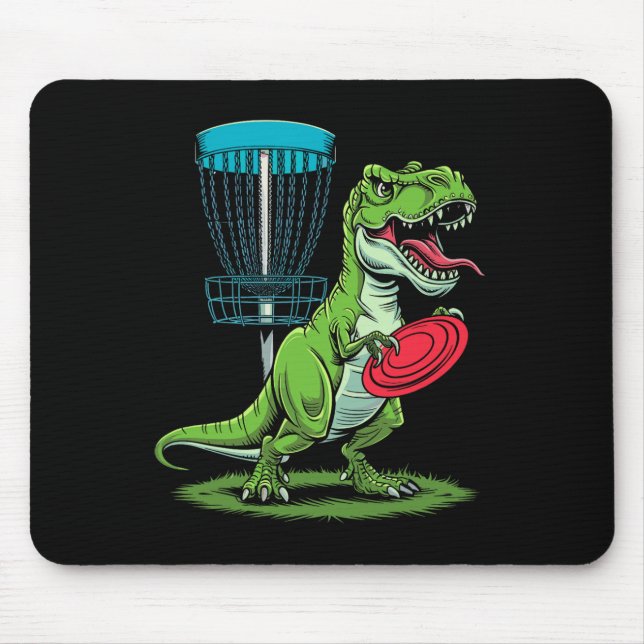 Funny Dinosaur T-rex Disc Golf Player Sket Golfer  Mouse Mat (Front)