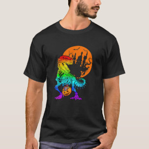 Funny Dinosaur T Rex LGBT Skeleton Halloween Candy T-Shirt