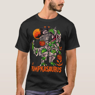 Funny Dinosaur T rex Mummy Pumpkin Halloween for K T-Shirt