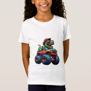 Funny Dinosaur T Rex On Monster Truck T-Shirt