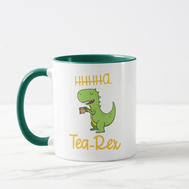Funny Dinosaur Tea Rex Tyrannosaurus Birthday Mug (Left)