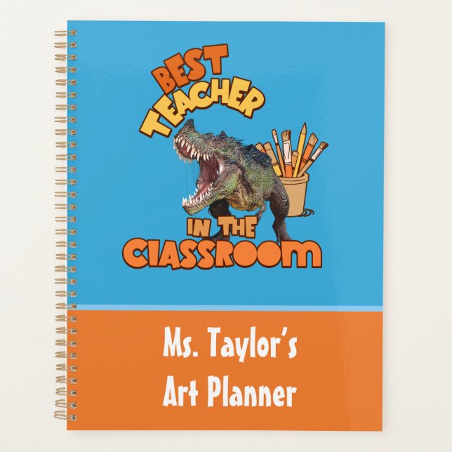 Funny Dinosaur Teacher Classroom Planner (Front)