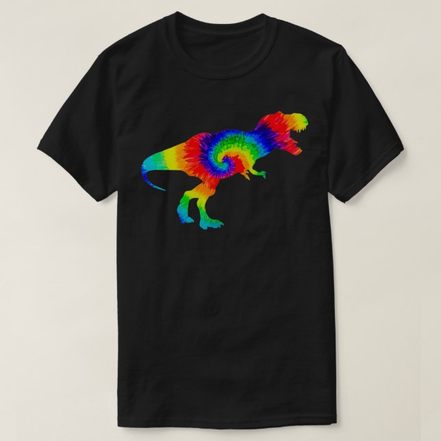 Funny Dinosaur Tie Dye Rainbow Hippie Costume Hipp T-Shirt (Design Front)