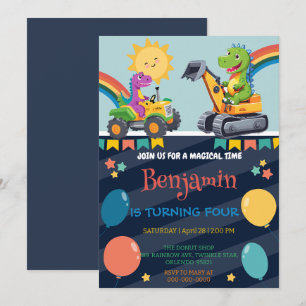 Funny dinosaur tractor balloon boy Back To School 