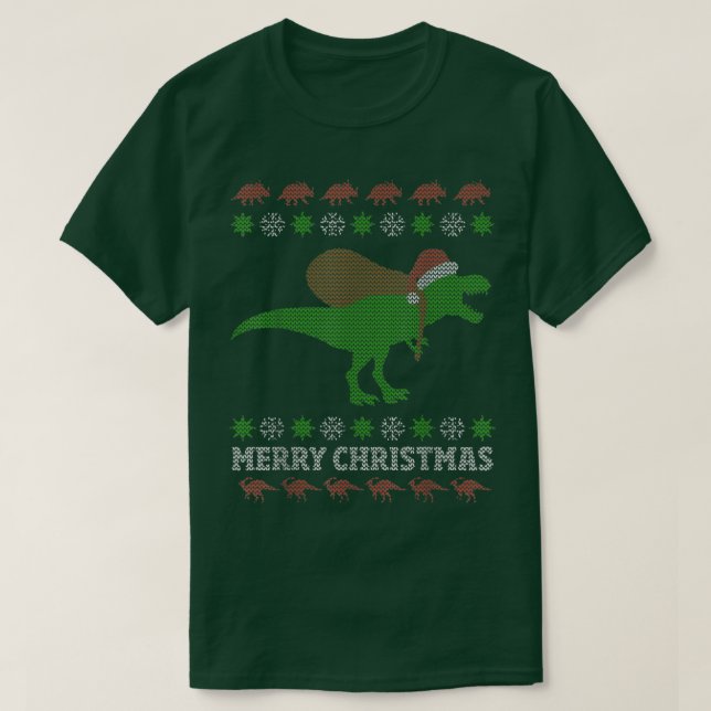 funny dinosaur tre Ugly Christmas Sweaters  (Design Front)