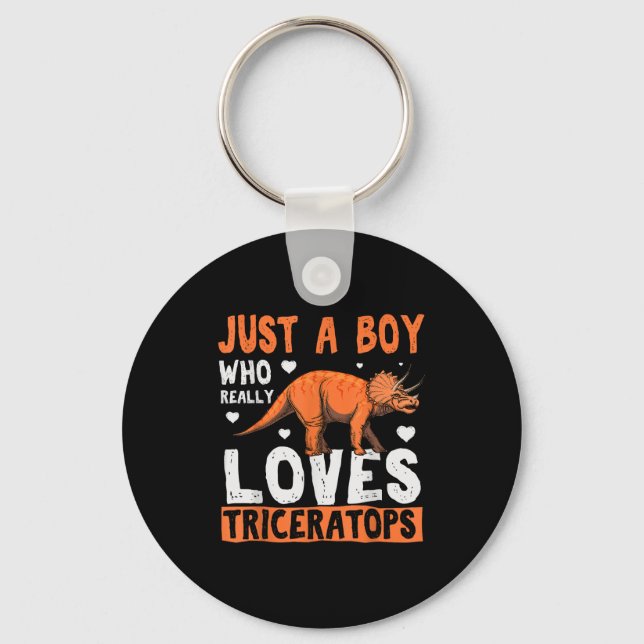Funny Dinosaur Triceratops Apparel For Boys  Key Ring (Front)