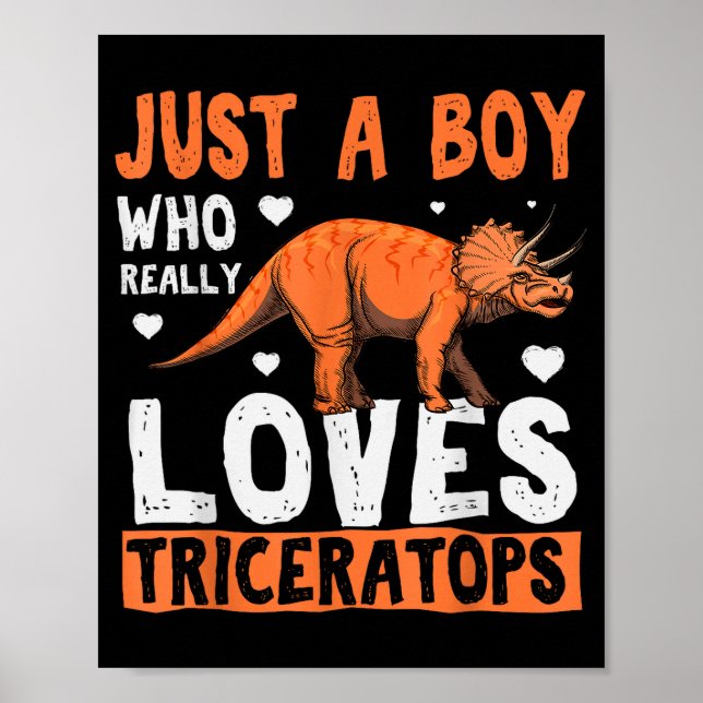 Funny Dinosaur Triceratops Apparel For Boys  Poster (Front)