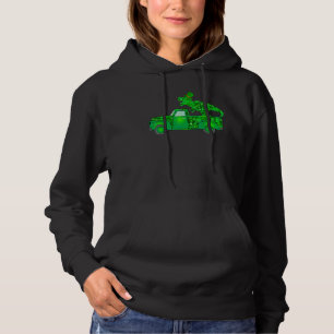 Funny Dinosaur Truck St Patrick's Day Boys Men Hoodie