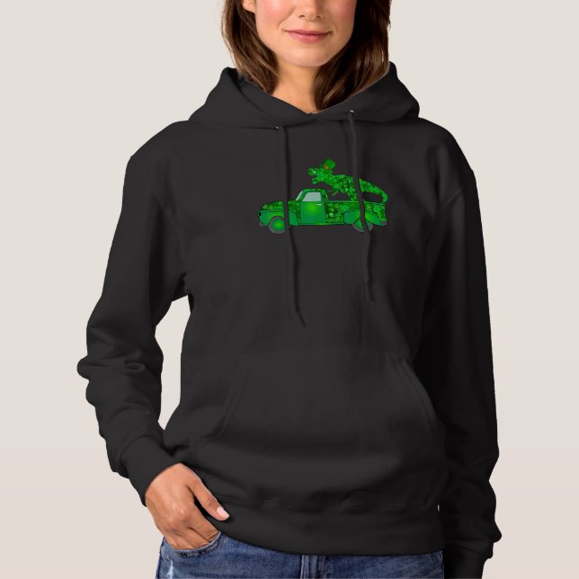 Funny Dinosaur Truck St Patrick's Day Boys Men Hoodie (Front)