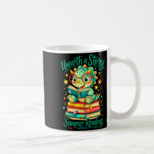 Funny dinosaur unearth story summer reading kids coffee mug