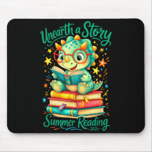 Funny dinosaur unearth story summer reading kids mouse mat