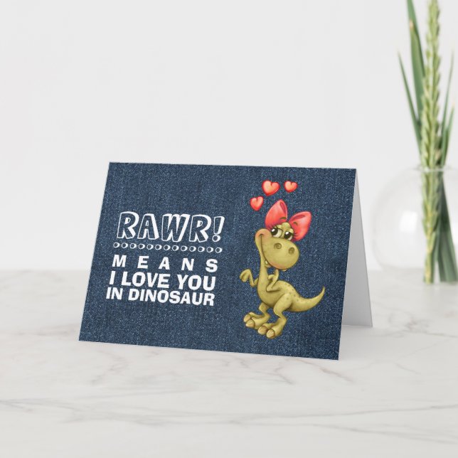 Funny Dinosaur Valentine's Day Holiday Card (Front)