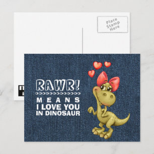 Funny Dinosaur Valentine's Day Holiday Postcard