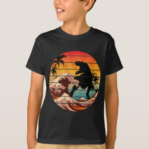 FUNNY DINOSAUR WAVE OF KANAGAWA VINTAGE T-Shirt