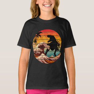 FUNNY DINOSAUR WAVE OF KANAGAWA VINTAGE T-Shirt