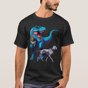 Funny Dinosaur Weimaraner Walking Dog Lover T-Shirt
