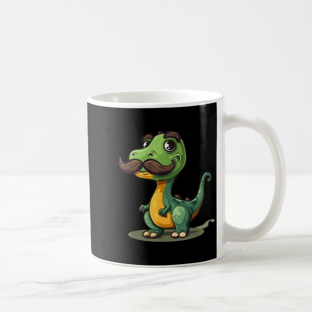 Funny Dinosaur With Mustache Beard For Adults And  Coffee Mug (Right)