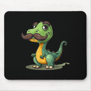 Funny Dinosaur With Mustache Beard For Adults And Mouse Mat
