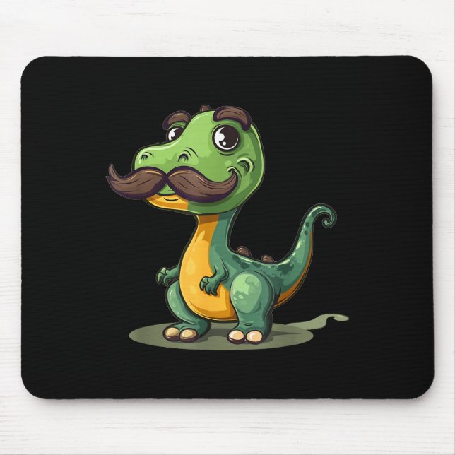 Funny Dinosaur With Mustache Beard For Adults And  Mouse Mat (Front)