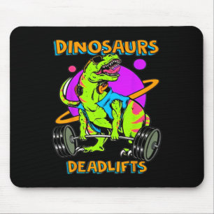 Funny Dinosaurs And Deadlifts Weightlifting Bodybu Mouse Mat