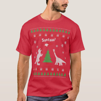 Funny Dinosaurs And Santa Ugly Christmas Sweater T