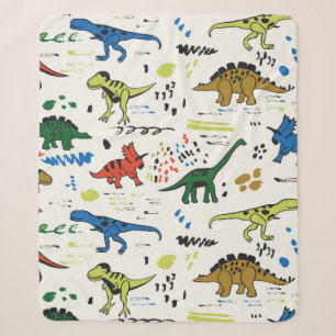 funny dinosaurs graphic color pattern sherpa blanket