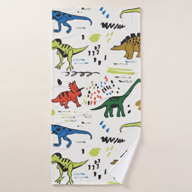 funny dinosaurs graphic colour pattern bath towel (Bath Towel)