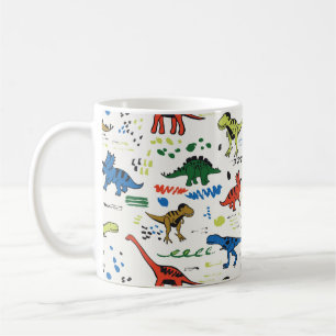 funny dinosaurs graphic colour pattern coffee mug