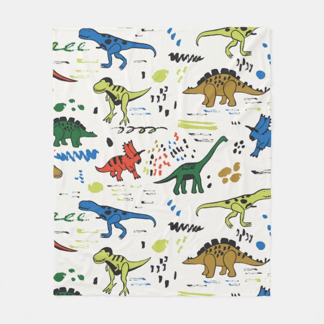 funny dinosaurs graphic colour pattern fleece blanket (Front)